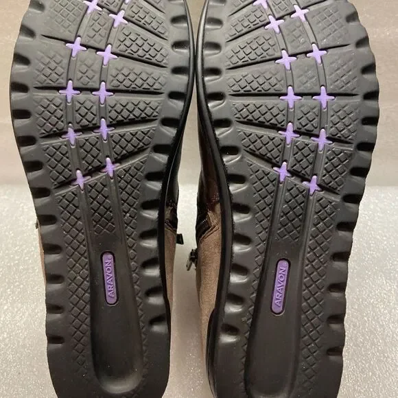 Aravon Josie Leather Brown Suede Booties (Size 7) - Picture 4 of 8